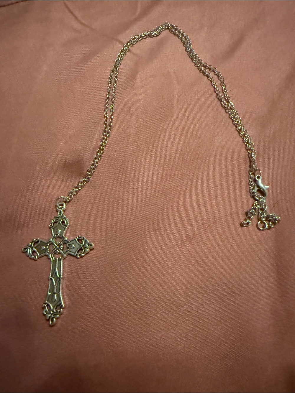 Silver Cross Pendant Necklace - Elegant Women's Jewelry